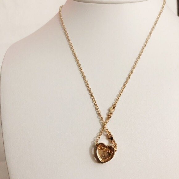 Druzy Heart Pendant Necklace Rose Gold Tone - Picture 4 of 9